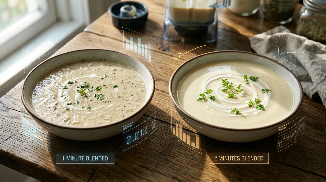 Deux bols de soupe montrant l'&eacute;volution du mixage
