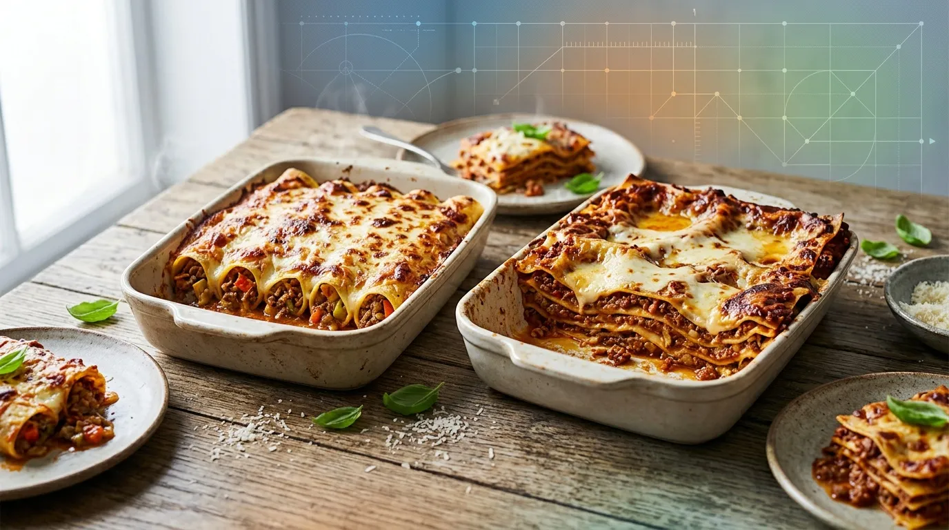 Deux plats de lasagnes bolognaise garnies de fromage fondu